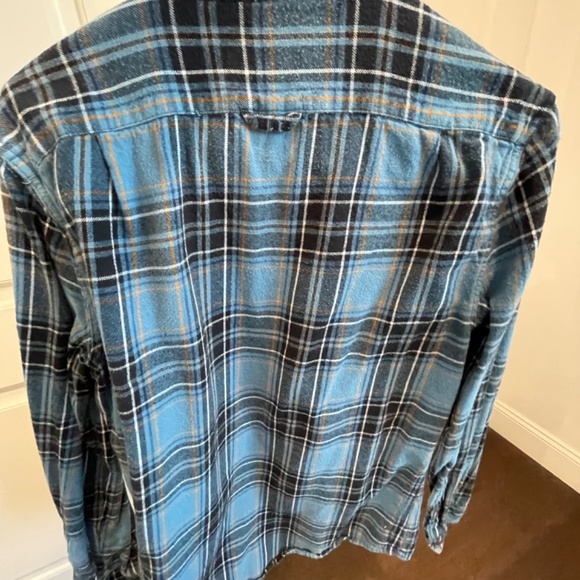 Superdry M blue plaid flannel long sleeve button down shirt - Picture 3 of 3